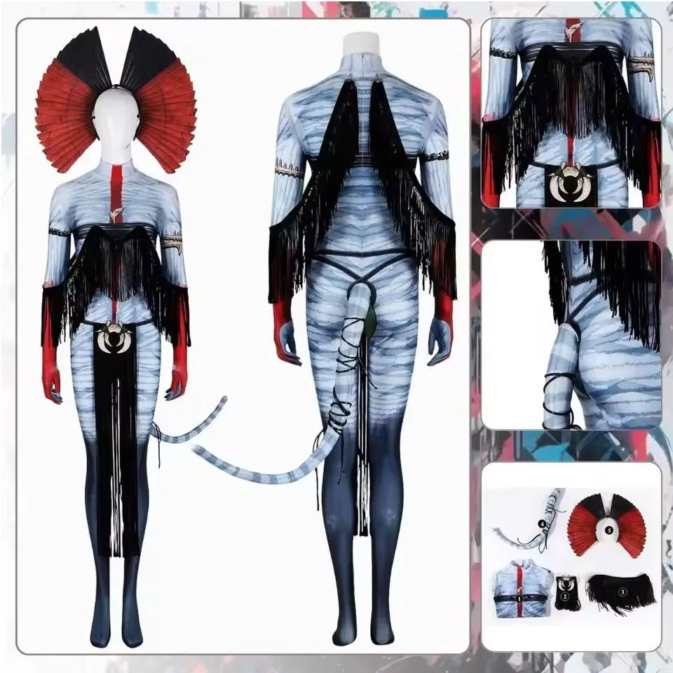 Avatar of Fire Ash Cosplay Varang Costume for Women Jumpsuit Headgear Tails Roleplay Outfits