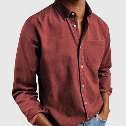Men's Solid Color Casual Long Sleeve Shirt Daily Commuter All-Match Full Cardigan Fashion Lapel Top