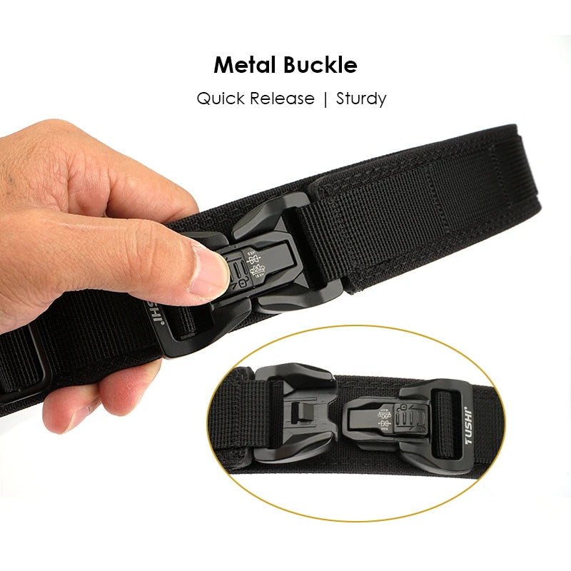 KOLBER 105cm/115cm Rigid Tactical Belt for Men Metal Buckle Quick Release Police Duty Belt Thick Nylon Casual Trouser Girdle