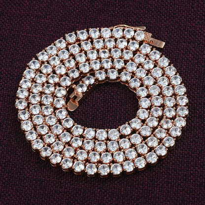 Hip hop jewelry necklace Tennis 3mm-6mm trendy classic tennis chain Copper inlaid zircon single row diamond chain