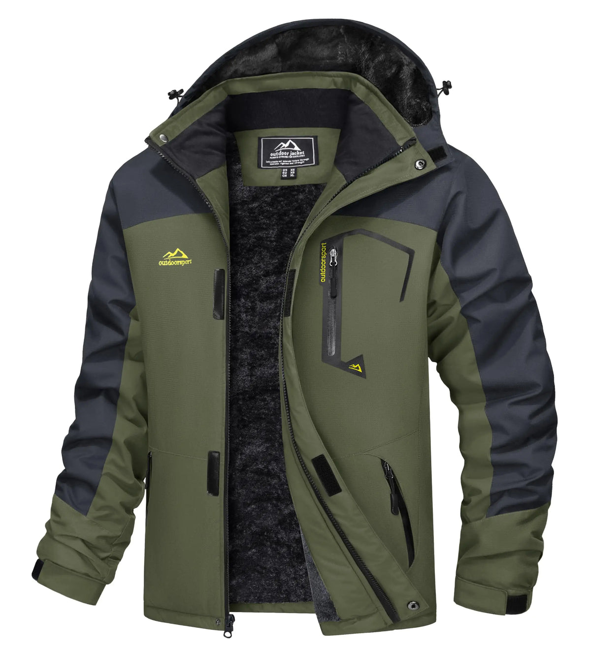 Men's Water-Resistant Ski Jacket Winter Fleece Lined Snow Coat Warm Windproof Outdoor Jacket