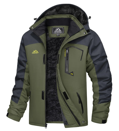 Men's Water-Resistant Ski Jacket Winter Fleece Lined Snow Coat Warm Windproof Outdoor Jacket