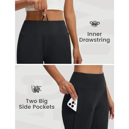 Womens Capri Pants with Pockets Straight Leg Yoga Capris Leggings 17" Mid-Calf Capris Workout Summer