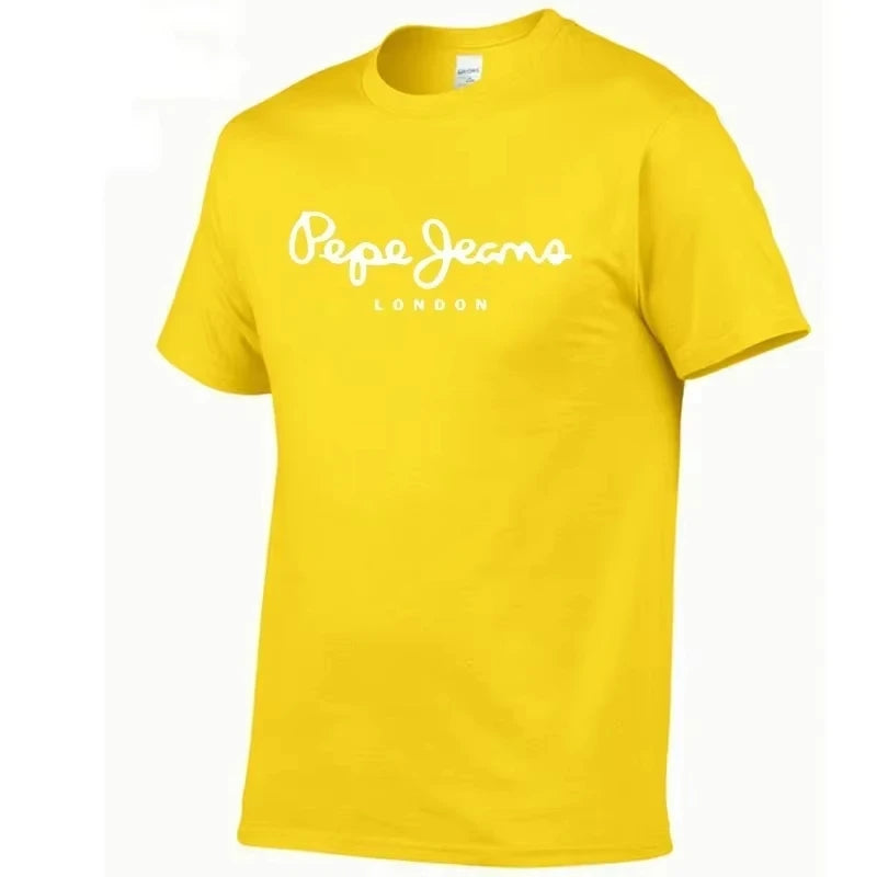 2026 New Pepe Jeans London Logo T-Shirt, Summer Men's Short-Sleeve Trendy Fashionable Pure Cotton Top, Street Style T-Shirt Clot