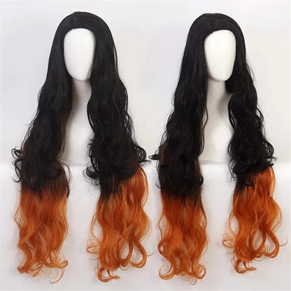 Anime Nezuko Cosplay Kamado Nezuko Cosplay Costume Nezuko Wig Uniform with Props for Adult