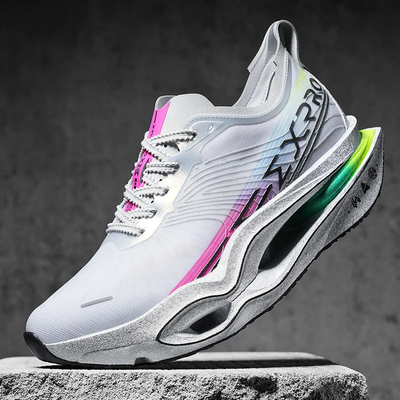 Couple Carbon Plate Running Shoes Ultra-Light Breathable Anti-Slip Sport Shoes Shock Absorption Wear Resistant Casual Sneakers