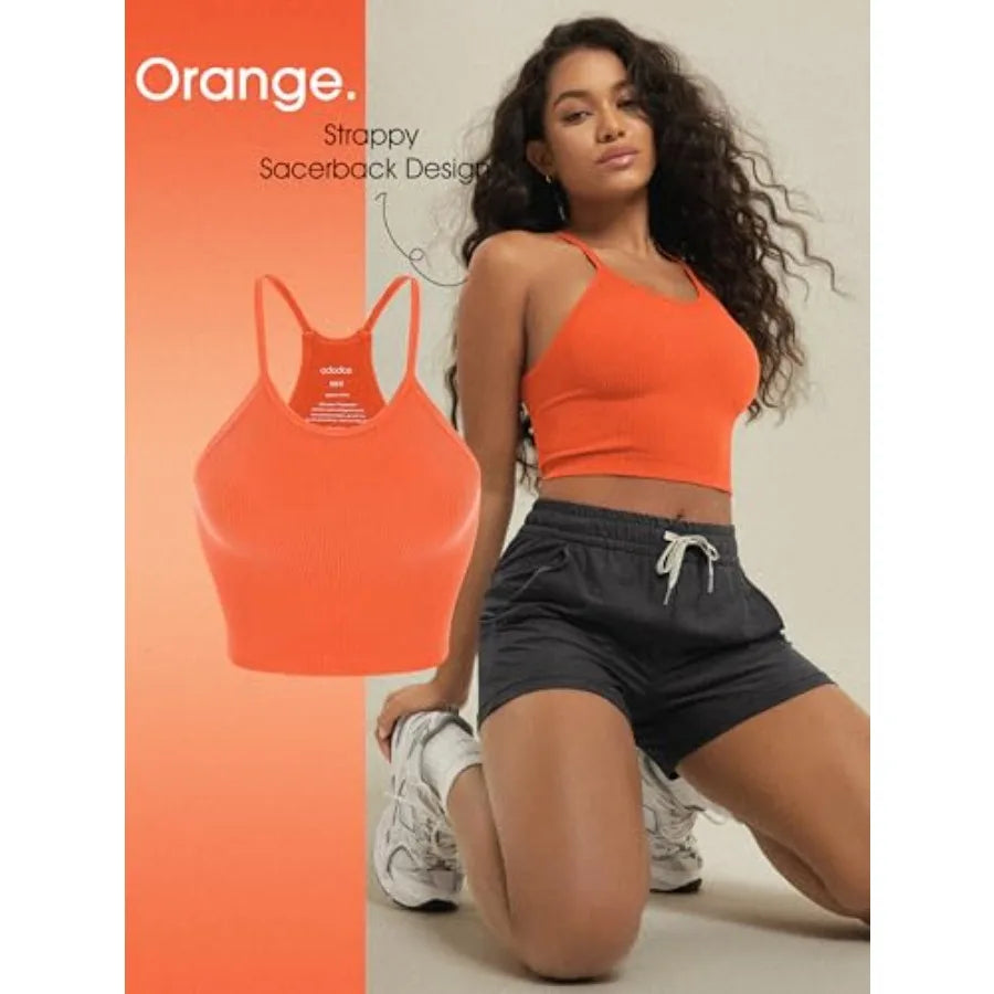 ODODOS Women's 3Pack Seamless RibKnit Camisole Tank Tops