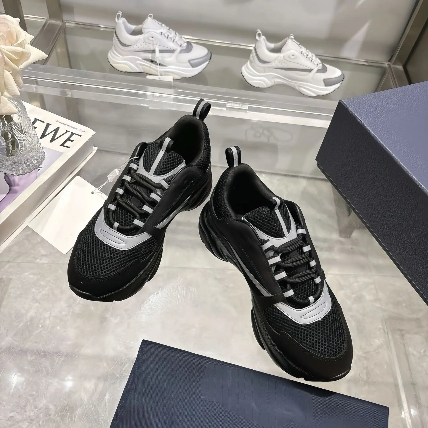 Men's Sport Shoes High Version B22 Cowhide Lightweight Breathable Mesh Contrast Color Laces Reflective Comfortable Unisex