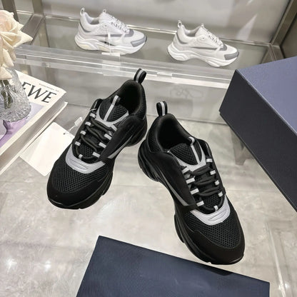 Men's Sport Shoes High Version B22 Cowhide Lightweight Breathable Mesh Contrast Color Laces Reflective Comfortable Unisex
