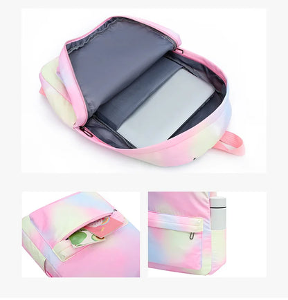 3pcs White Puppy Maltese Dog Colorful Backpack with Lunch Bag for Women Student Teenagers Rucksack Casual School Bags Sets
