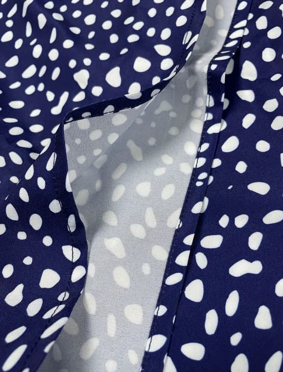 Women's Elegant V-Neck Summer Polka Dot Print Off-Shoulder Dress, Suitable for Vacation, Music Festivals, and Everyday Casual Wear