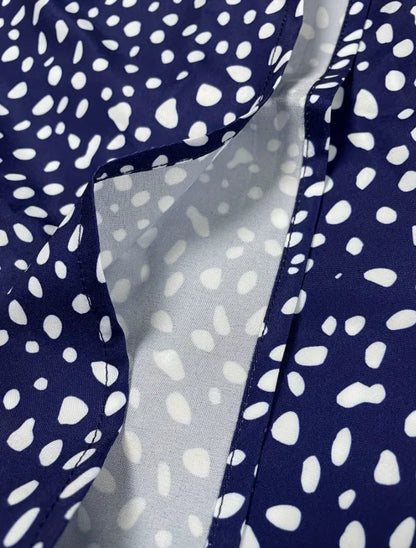 Women's Elegant V-Neck Summer Polka Dot Print Off-Shoulder Dress, Suitable for Vacation, Music Festivals, and Everyday Casual Wear