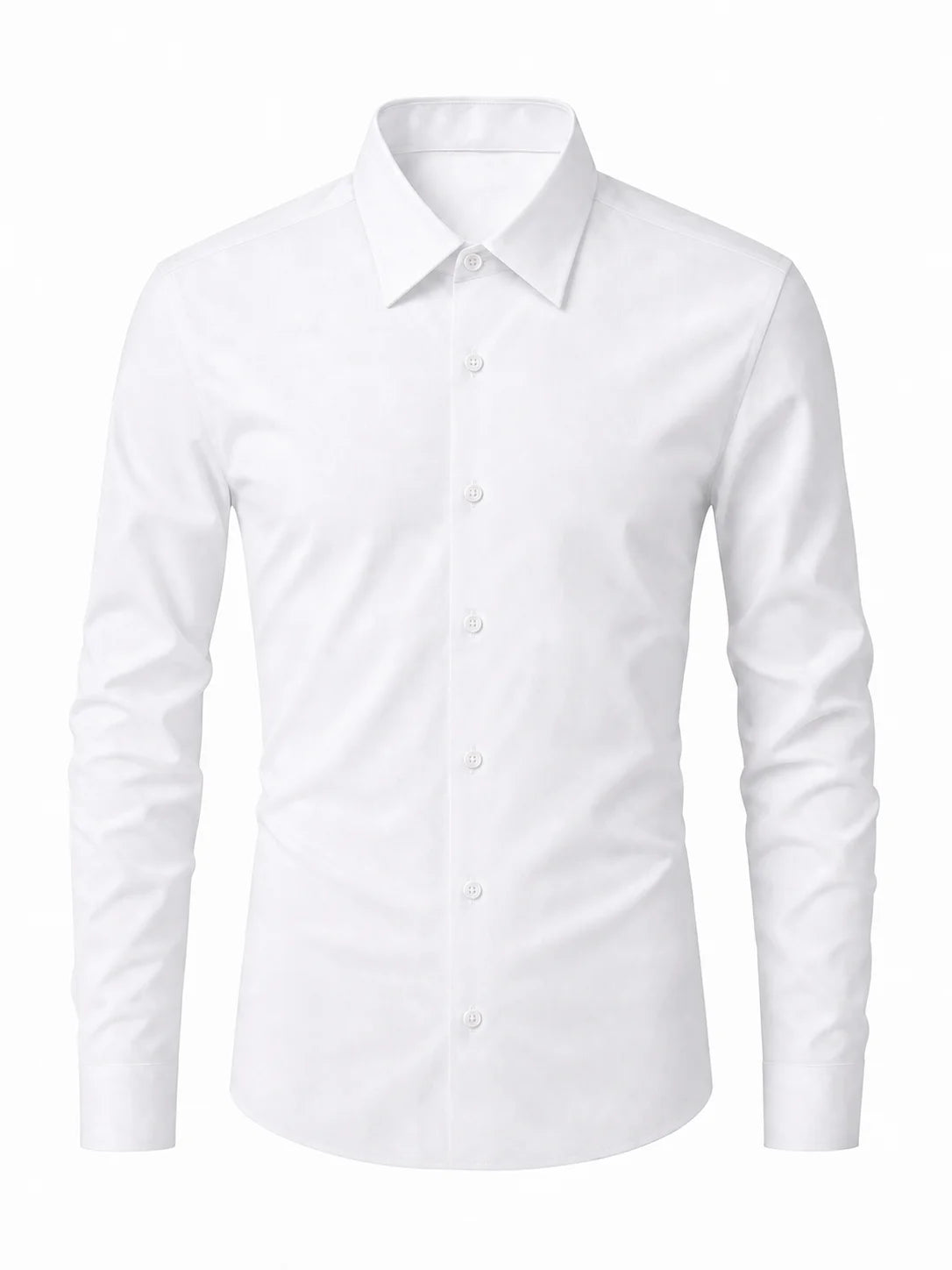 Plus‑size Men's Solid‑Color Business Long‑Sleeve Shirt