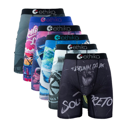 ETHIKA 6Pcs Men Underwear Boxer Breathable Mesh Crotch Man Underpants