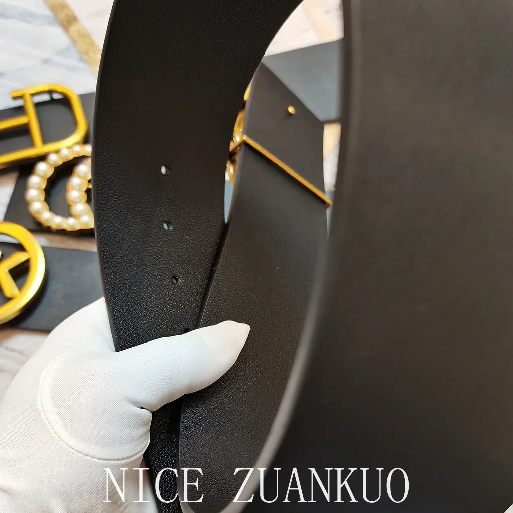 Women's Genuine Leather Belt, 26SS Italian High-end Women's Belt, with Large Logo, Fashionable and Versatile Ultra-wide Belt, 7 Cm Trendy Personalized Design,