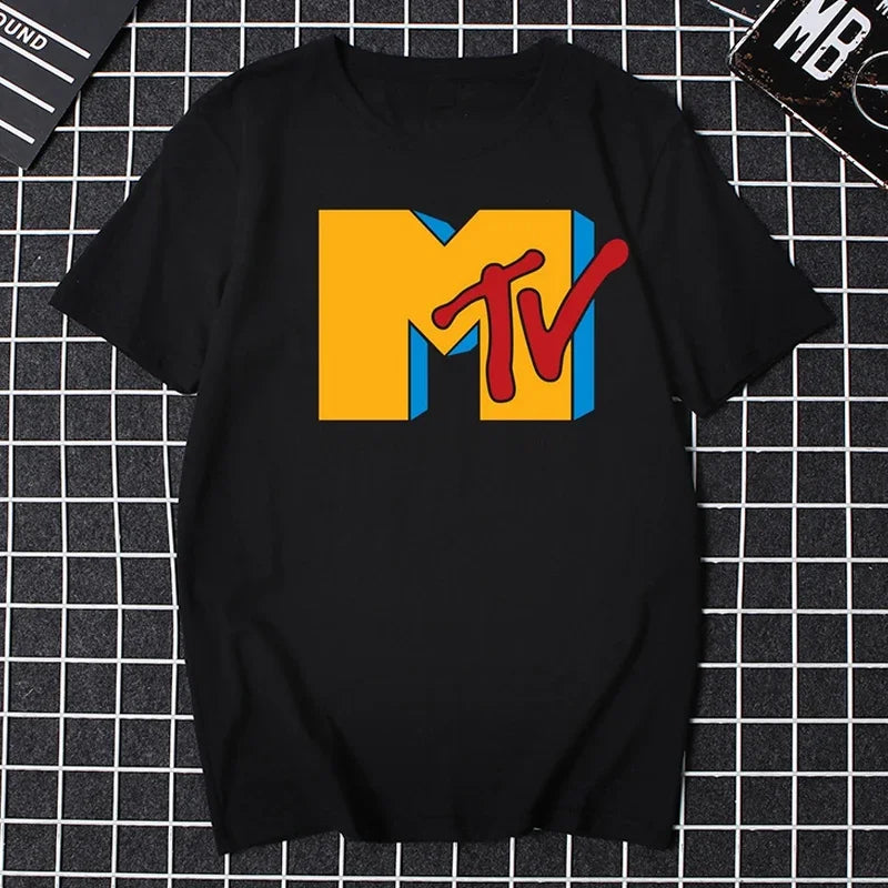 Men Clothing Retro T Shirt Vintage Rock Hip Hop Tv T Shirt Summer Unisex Casual Tshirt Mtv Music Television Graphic Tshirts Tees