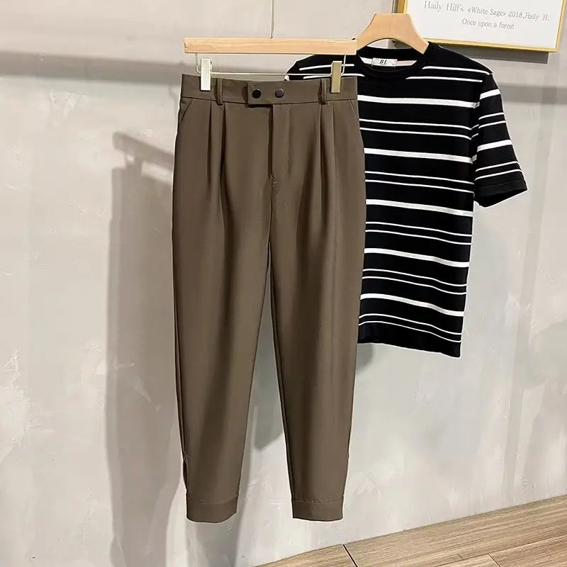 Luxury Fashion Straight Men's Casual Pants Spring Summer Harem Business Formal Male Trousers Trendy Brand