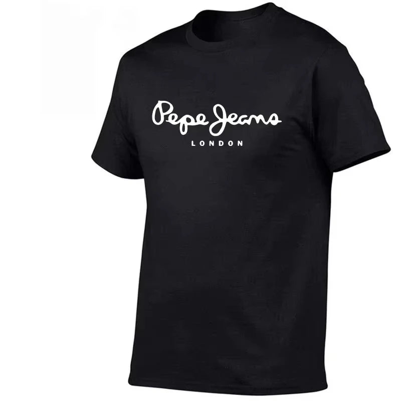 2026 New Pepe Jeans London Logo T-Shirt, Summer Men's Short-Sleeve Trendy Fashionable Pure Cotton Top, Street Style T-Shirt Clot