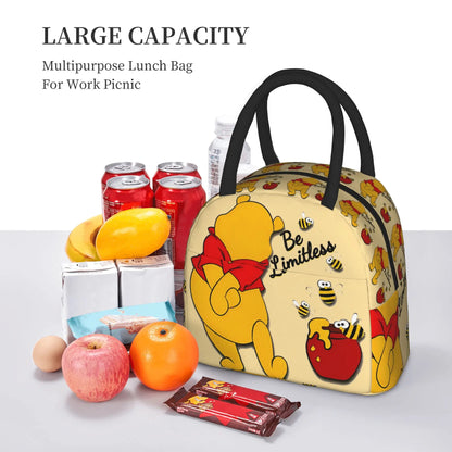 Anthropomorphic Teddy Bear Happy Insulated Lunch Bags Large Winnie The Pooh Reusable Thermal Bag Lunch Box Tote Work  Outdoor