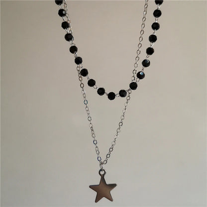 Personalized Punk Star Heart Cross Chain Double Layer Necklace For Men Women Y2K Fashion Trend Rock Party Grunge EMO Accessories