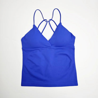 NCLAGEN Vision Twist Front Longline Top Women's Seamless Thin Straps Yoga Gym Workout Vest Running Tank Tops Fitness Clothing