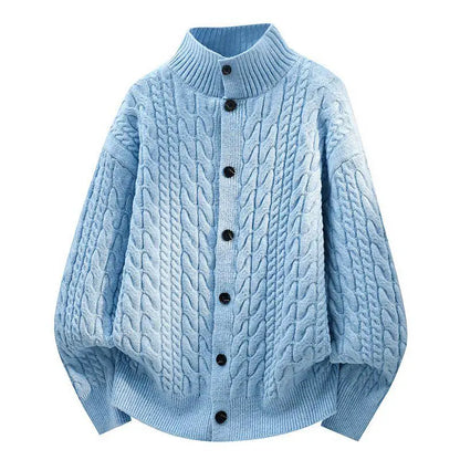 Legible Autumn and Winter Casual Sweater Men Loose Knitted Cardigan Male Round Neck Collar Sweatercoats Man